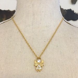 Vintage CAMCO gold tone crystal angel necklace